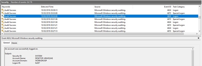 Aanmelden Windows 10 Log Security