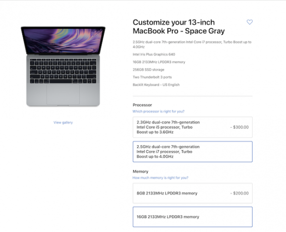 Macbook Pro aangepaste opties