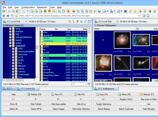 Dit is een schermopname van een van de beste Windows-programma's voor bestandsbeheer. Het heet MultiCommander