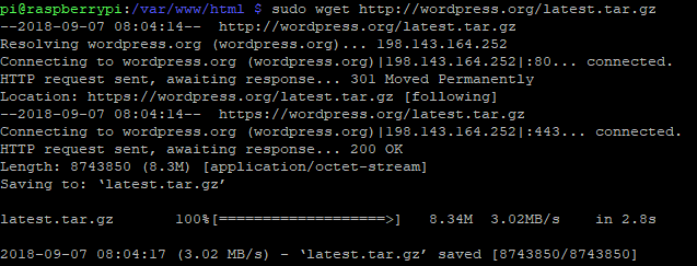 Download WordPress met wget