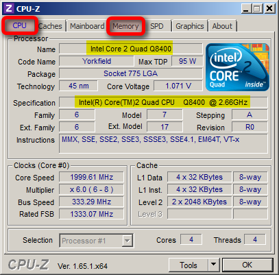 CPU-Z-systeeminformatie