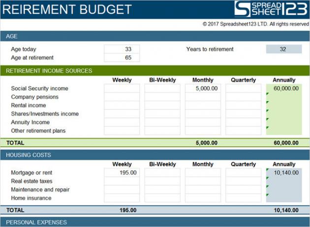 pensioen budget planner spreadsheet