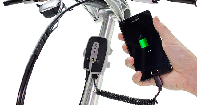 Laad uw smartphone op terwijl u op uw fiets fietstafelconsole