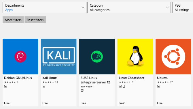 Linux distro-apps in de Windows Store