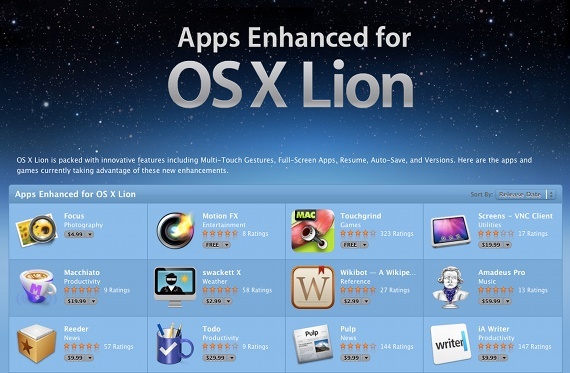 'Apps Enhanced For OS X Lion' krijgen speciale behandeling in de App Store [Nieuws] lionapp