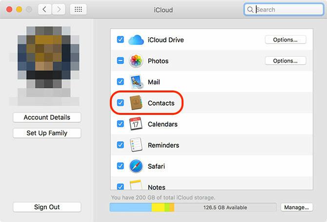 iCloud-contacten