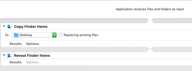 Automator-app om geselecteerde items naar de aangewezen map op Mac te kopiëren