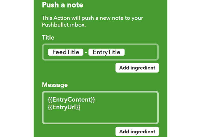 IFTTT RSS en Pushbullet-applet