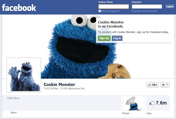 10 fictieve personages die waanzinnig populair zijn op Facebook Facebook-koekjesmonster