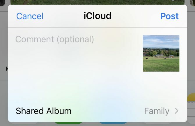 Venster voor het maken van een iCloud-gedeeld album