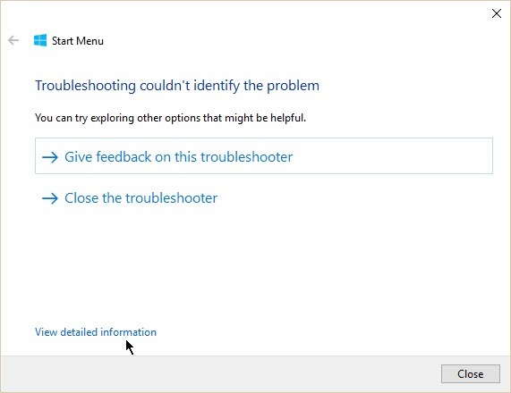 Heeft u problemen met het startmenu of Cortana? Gebruik de probleemoplosser Start Menu Windows 10 Start Menu Detect