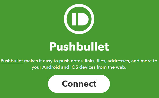 Pushbullet verbinden met IFTTT