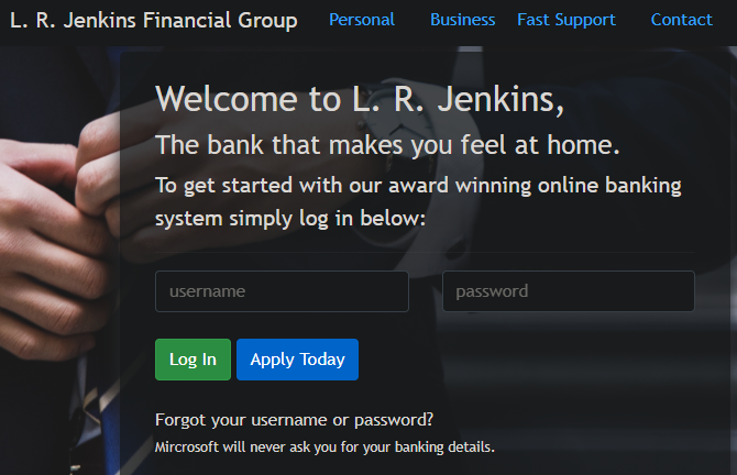 Fake Bank Login-pagina