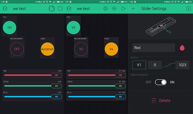 blynk app-schuifregelaars en -knoppen