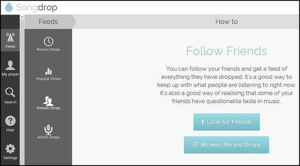 Songdrop: uw gratis en favoriete songbesparende service die u tot nu toe niet eens kende Songdrop-feeds Vriendendruppels volgen vrienden