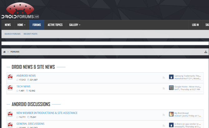 Probeer dit Android-forum, Droid Forums