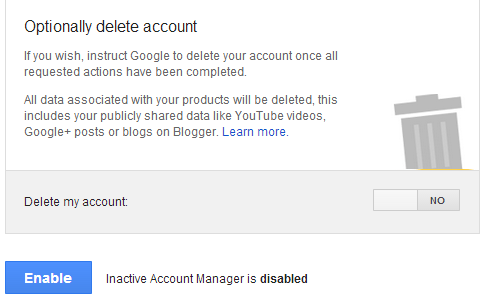 google inactieve accountmanager