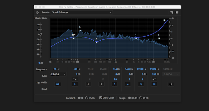 Premiere Pro parametrisch equalizereffect