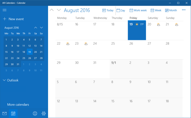 Windows 10 Agenda-app