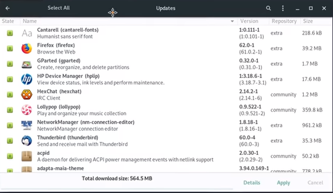 manjaro updates