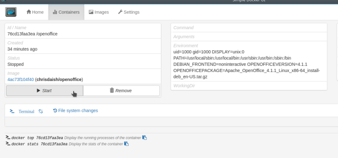 Veilig bureaubladtoepassingen testen in een beveiligde container met Docker docker simpleui container start 670x314