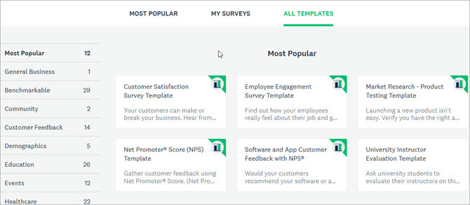 SurveyMonkey-sjablonen