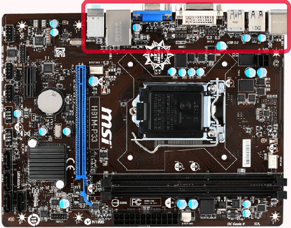 msi moederbord overzicht achterpaneel