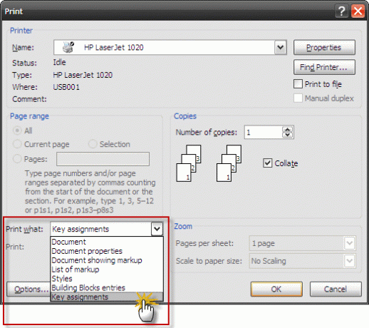 Stel aangepaste sneltoetsen in MS Word in en maak een spiekbriefje