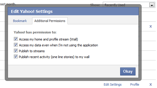 Toegang krijgen tot uw Facebook-profiel op My Yahoo-toepassingsinstellingen