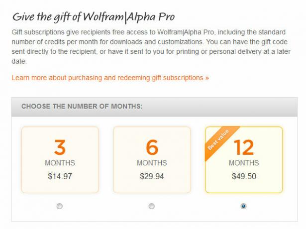 Wolfram Alpha Gift-abonnement