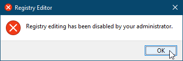 Registerbewerking is uitgeschakeld door uw beheerdersbericht in Windows 10