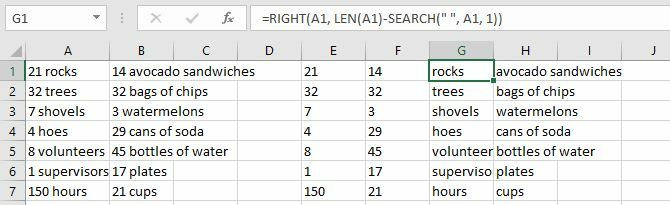 Excel afzonderlijke nummers en tekst met de functies LINKS en ZOEKEN