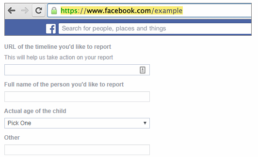 facebook rapport minderjarige pagina
