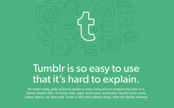 Screenshot van Tumblr