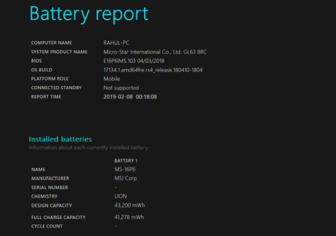 powercfg batterijrapportanalyse