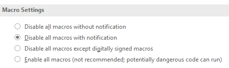 Macro-instellingen voor Word 2016