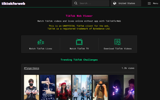 TikTok for Web is de enige niet-officiële webclient die TikTok op computers doorbladert