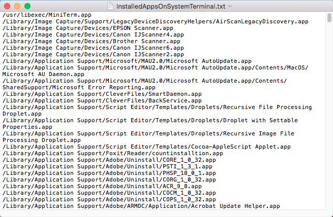 Lijst met geïnstalleerde apps op het hele systeem met Terminal
