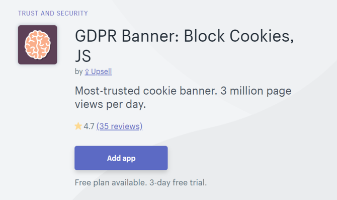GDPR-banner Shopify App-beveiliging
