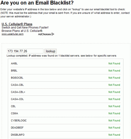 op de zwarte lijst geplaatste websites