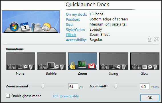 ObjectDock: snel uw bureaublad aanpassen en de functionaliteit ervan verhogen [Windows] ObjectDock-instellingen Home Effect