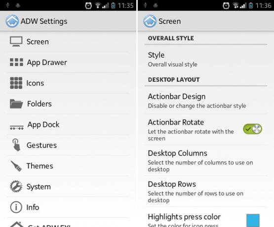 adw launcher voor Android