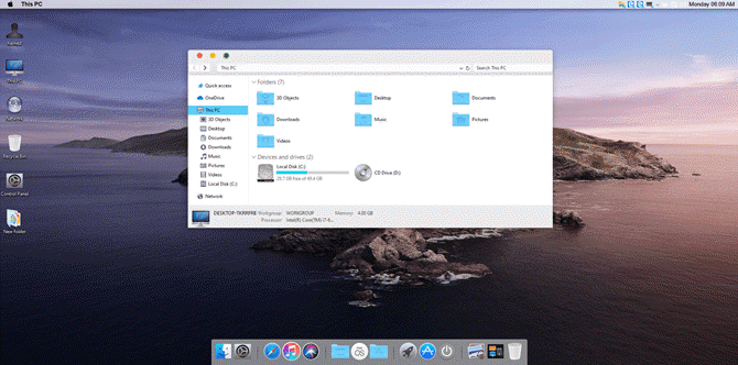 Windows 7 thema macOS Catalina SkinPack