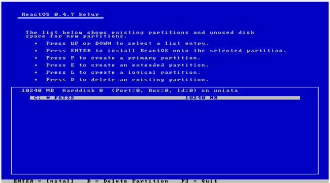 reactos bekijk install4 disk