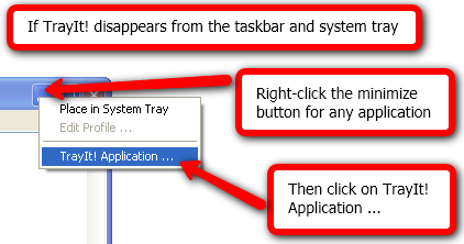 Minimaliseer programma's in het systeemvak met TrayIt! als trayit verdwijnt