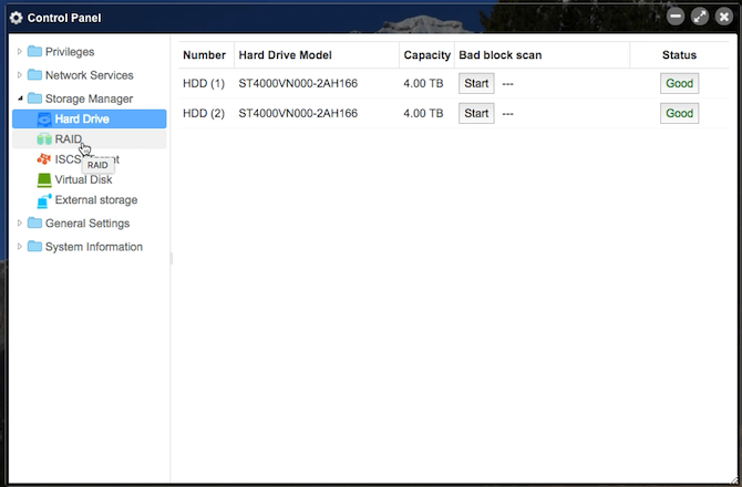 TerraMaster F2-220 Drive Status