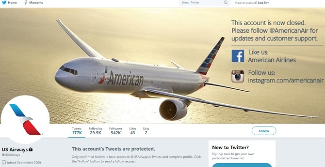 us airways twitter mislukt