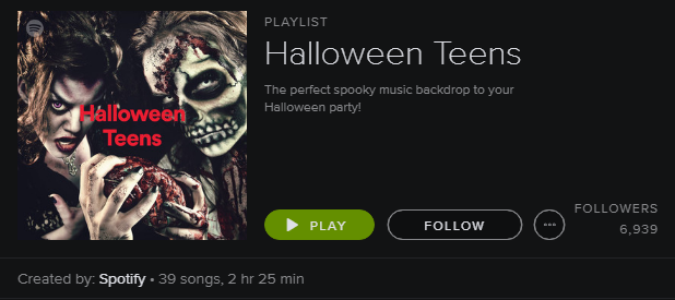 Spotify-afspeellijst - Halloween-tieners