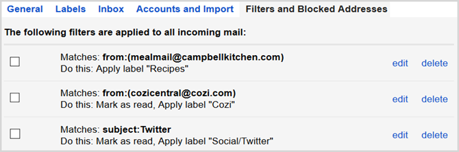 Gmail-instellingen bekijken filters