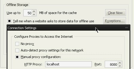 Firefox Proxy-instellingen en cachegrootte